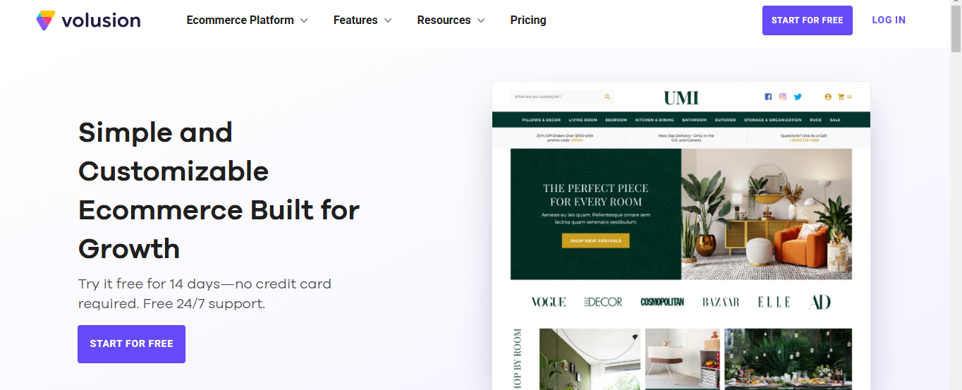 Volusion as one of the best website platforms for your business