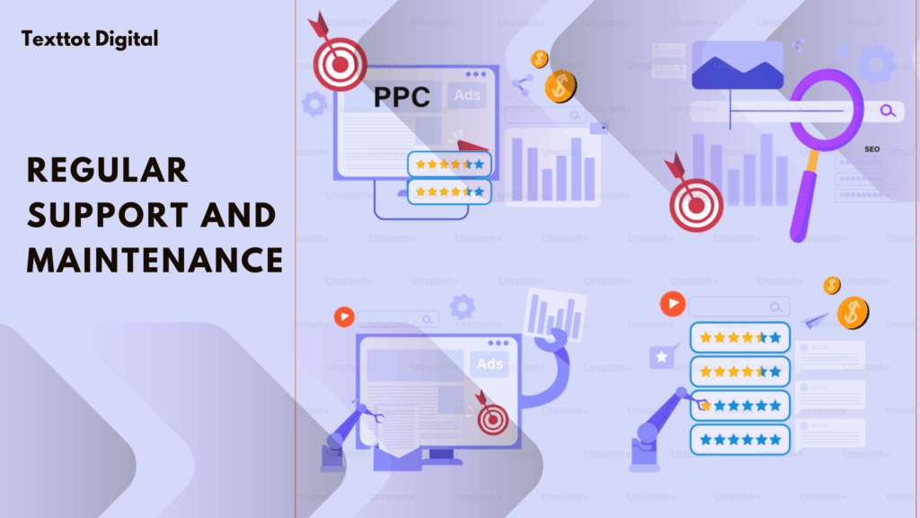 Regular Support and Maintenance in professional design compared to DIY web design